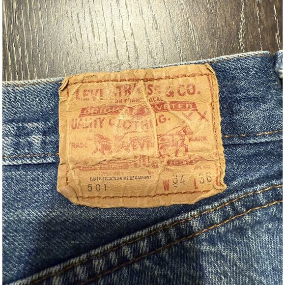 Vintage Levi’s 501 Jeans 1980s Selvedge Red Tag Blank USA W34 L36 -Actual 32/32 - Picture 3 of 16